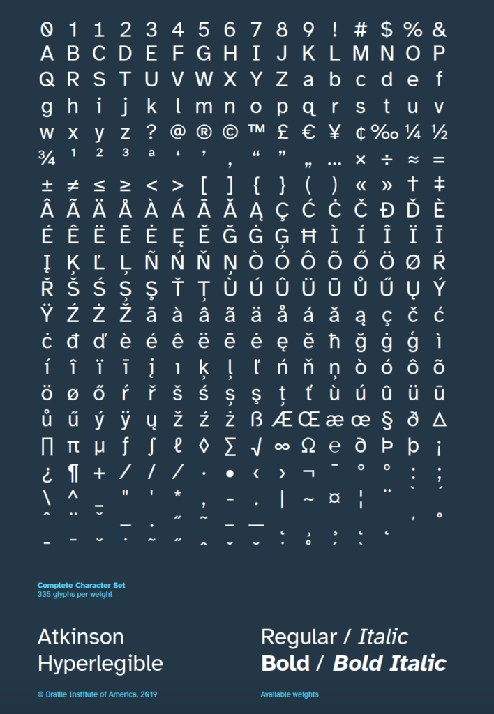 „Atkinson Hyperlegible“ — eine moderne, barrierefreie Schrift 6 Atkinson Hyperlegible characters